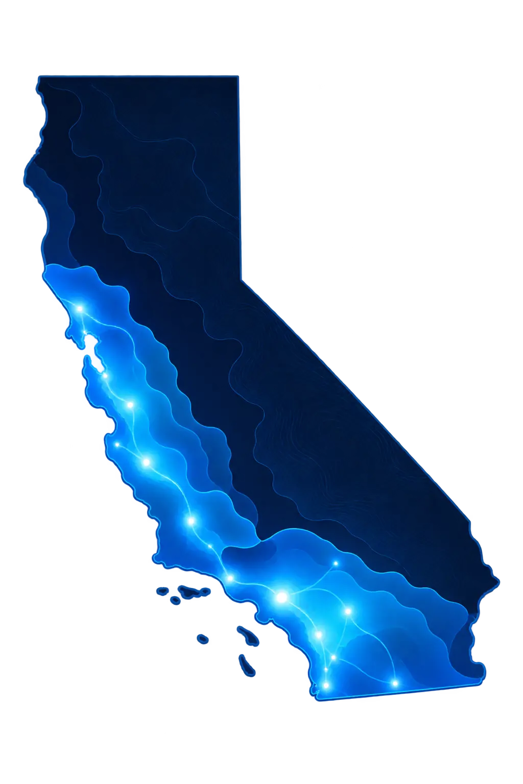 California map highlighting G Alarm service coverage across Southern California and the Central Coast