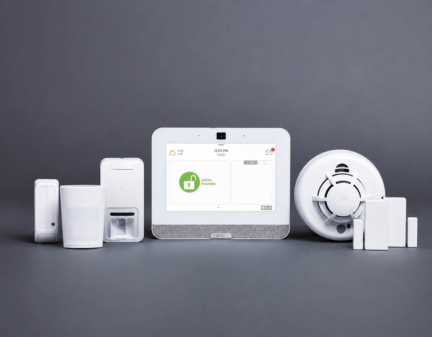 Connected alarm panel, sensors and life-safety equipment